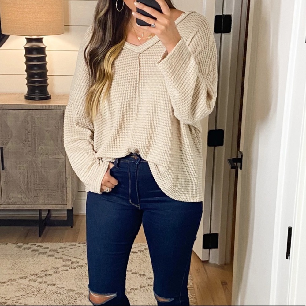 Huxley Waffle Knit Top | Oatmeal | Medium